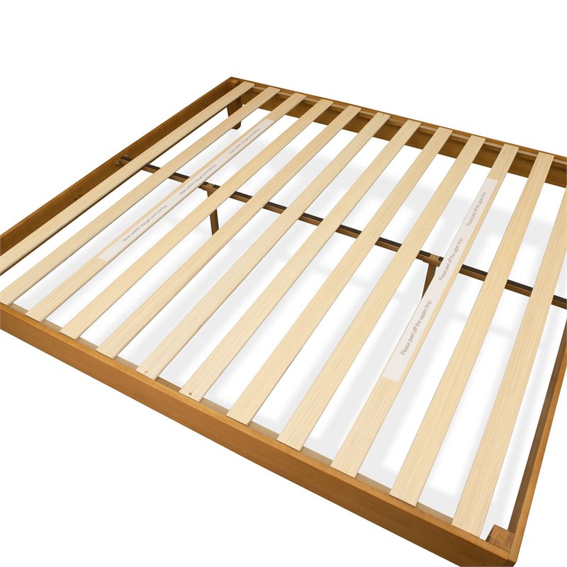 Pemberly Row Full Platform Bed Frame in Engineered Wood with Oak Finish