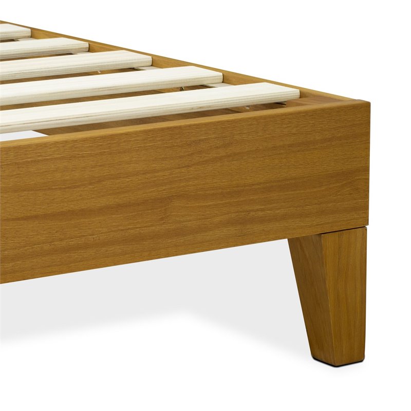 Pemberly Row Full Platform Bed Frame in Engineered Wood with Oak Finish