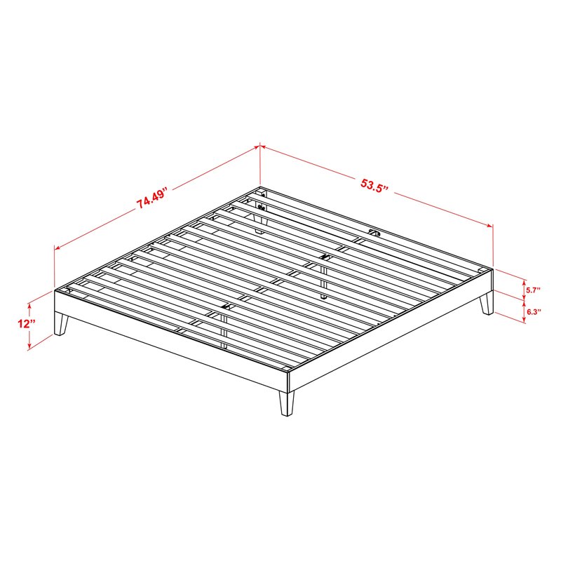 Pemberly Row Full Platform Bed Frame in Engineered Wood with Oak Finish