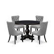 Pemberly Row 5-Piece Round Dining Set in Sand-Blasted Black Finish