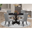 Pemberly Row 5-Piece Round Dining Set in Sand-Blasted Black Finish