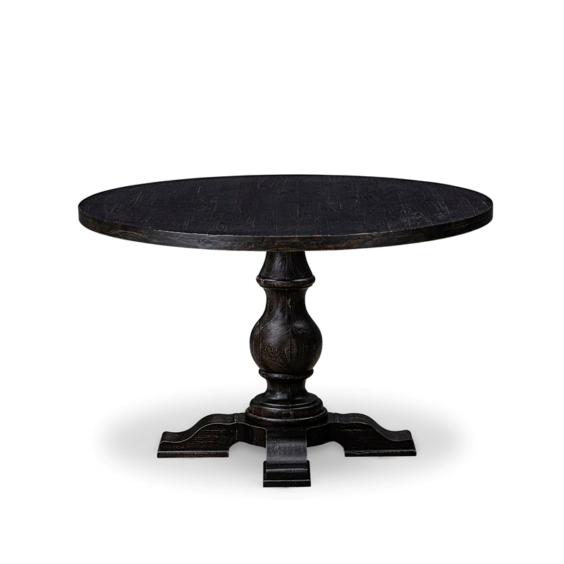 Pemberly Row 5-Piece Round Dining Set in Sand-Blasted Black Finish