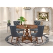 Pemberly Row 5-Piece Walnut Finish Dining Set with Faux Leather Chairs