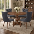 Pemberly Row 5-Piece Walnut Finish Dining Set with Faux Leather Chairs