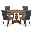 Pemberly Row 5-Piece Walnut Finish Dining Set with Faux Leather Chairs