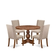 Pemberly Row Round 5-Piece Dining Table Set Wood Antique Walnut Finish