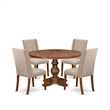 Pemberly Row Round 5-Piece Modern Dining Set Wood Antique Walnut Finish