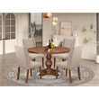 Pemberly Row Round 5-Piece Modern Dining Set Wood Antique Walnut Finish