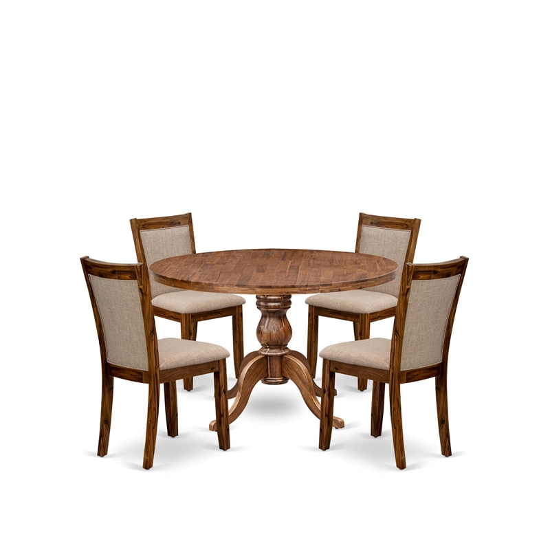 Pemberly Row 5-Piece Dining Set in Walnut Finish with Padded Chairs