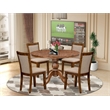 Pemberly Row 5-Piece Dining Set in Walnut Finish with Padded Chairs