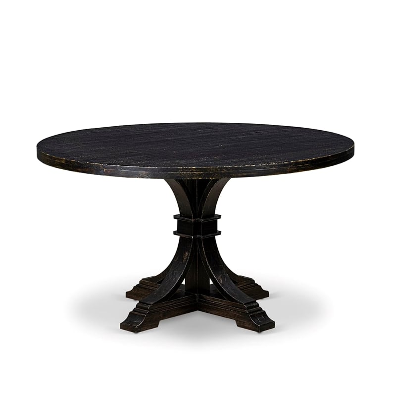 Pemberly Row 5-Piece Round Dining Set in Wood Black Finish