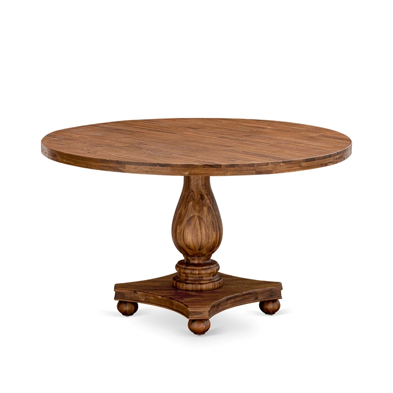 Pemberly Row 5-Piece Round Dining Room Set in Wood with Walnut Finish