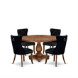 Pemberly Row 5-Piece Modern Dining Set in Walnut Finish with Upholstered Chairs