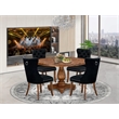 Pemberly Row 5-Piece Modern Dining Set in Walnut Finish with Upholstered Chairs