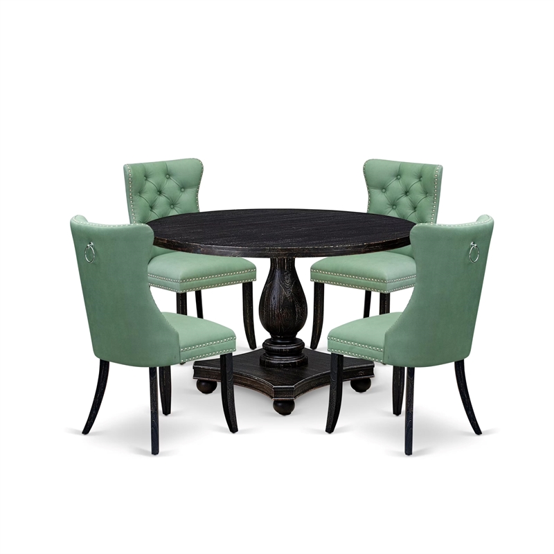 Pemberly Row 5-Piece Round Kitchen Set in Sand Blasted Black Finish