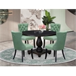 Pemberly Row 5-Piece Round Kitchen Set in Sand Blasted Black Finish