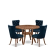 Pemberly Row 5-Piece Kitchen Set Rubberwood in Walnut with Faux Leather