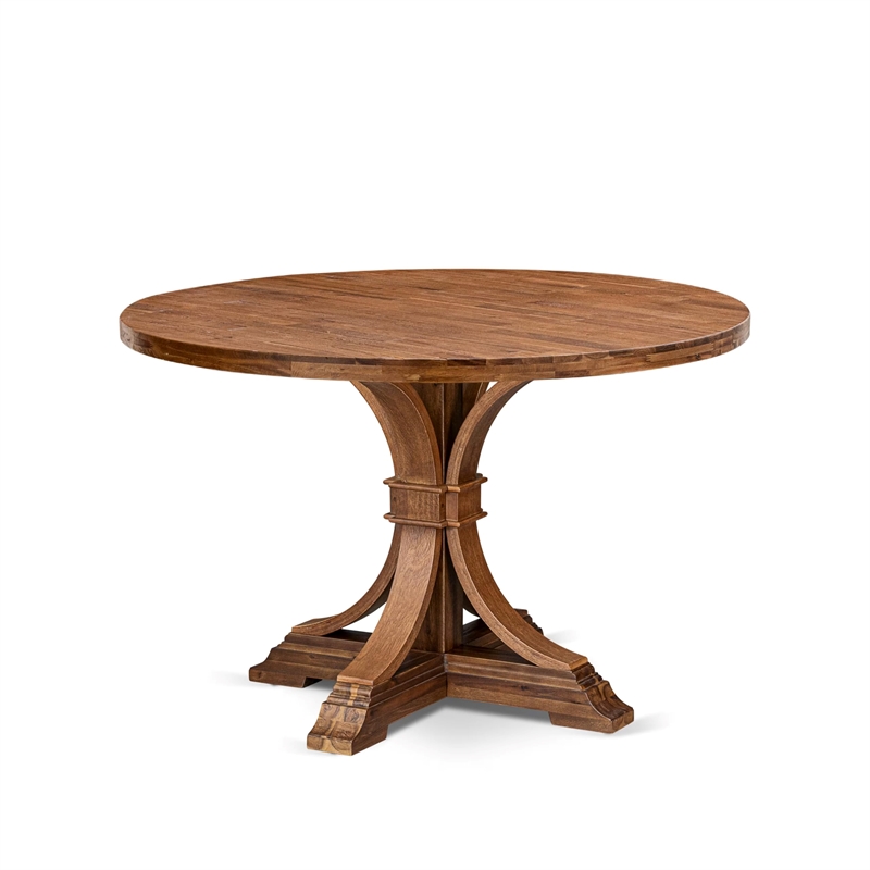 Pemberly Row 7-Piece Round Dining Set Wood in Walnut Finish