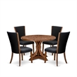 Pemberly Row 5-Piece Round Kitchen Table Set Wood in Walnut Finish