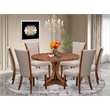 Pemberly Row 7-Piece Round Dining Room Set in Walnut Finish