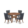 Pemberly Row 5-Piece Mid-Century Kitchen Table Set in Walnut and Gray