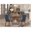 Pemberly Row 5-Piece Mid-Century Kitchen Table Set in Walnut and Gray