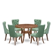 Pemberly Row 7-Piece Mid-Century Dining Set in Walnut with Faux Leather