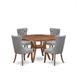 Pemberly Row 5-Piece Dining Set with Faux Leather Chairs in Walnut Finish