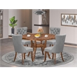 Pemberly Row 5-Piece Dining Set with Faux Leather Chairs in Walnut Finish