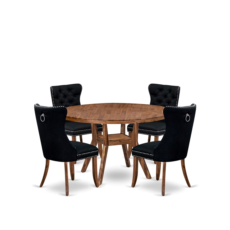 Pemberly Row 5-Piece Kitchen Dining Set with Walnut Finish Table