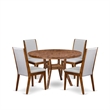 Pemberly Row 5-Piece Dining Set with Wood Round Table Walnut Finish