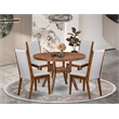 Pemberly Row 5-Piece Mid-Century Dining Table Set in Walnut with Linen