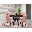 Pemberly Row 5-Piece Round Dining Set in Black Finish with Faux Leather