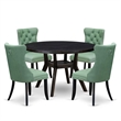 Pemberly Row 5-Piece Round Dining Set in Black Finish with Faux Leather