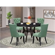 Pemberly Row 5-Piece Round Dining Set in Black Finish with Faux Leather