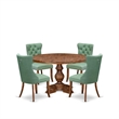 Pemberly Row 5-Piece Dining Set Rubber Wood Table & Faux Leather Chairs