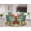 Pemberly Row 5-Piece Dining Set Rubber Wood Table & Faux Leather Chairs