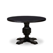 Pemberly Row 7-Piece Round Dining Set with Black Linen Upholstery