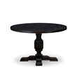 Pemberly Row 7-Piece Round Dining Set with Black Linen Upholstery