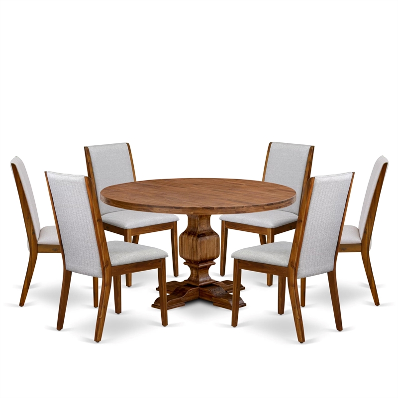 Pemberly Row 7-Piece Dining Set with Table and Chairs in Walnut Finish