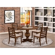 Pemberly Row 5-Piece Dining Table Set in Antique Walnut with Linen Seats