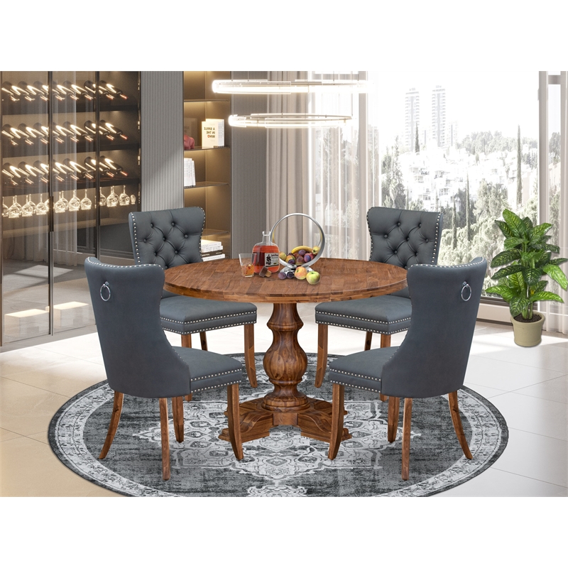 Pemberly Row 5-Piece Kitchen Table Set in Walnut Wood Finish