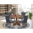 Pemberly Row 5-Piece Kitchen Table Set in Walnut Wood Finish