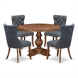 Pemberly Row 5-Piece Kitchen Table Set in Walnut Wood Finish