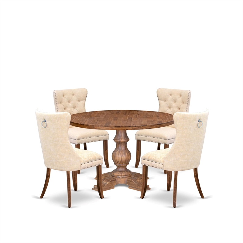Pemberly Row Mid-Century 5-Piece Dining Set in Walnut Finish