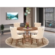 Pemberly Row Mid-Century 5-Piece Dining Set in Walnut Finish