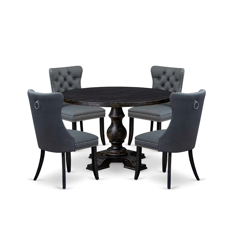 Pemberly Row 5-Piece Modern Dining Set in Sand Blasted Black Finish