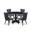 Pemberly Row 5-Piece Modern Dining Set in Sand Blasted Black Finish