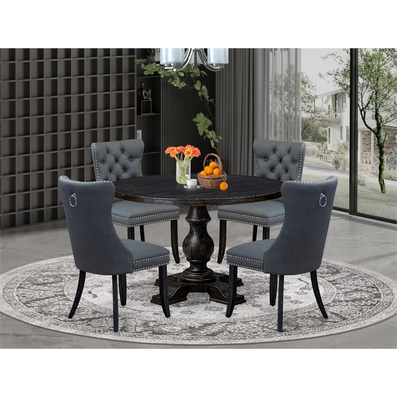 Pemberly Row 5-Piece Modern Dining Set in Sand Blasted Black Finish