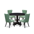 Pemberly Row 5-Piece Round Dining Room Set in Sand Blasted Black Finish